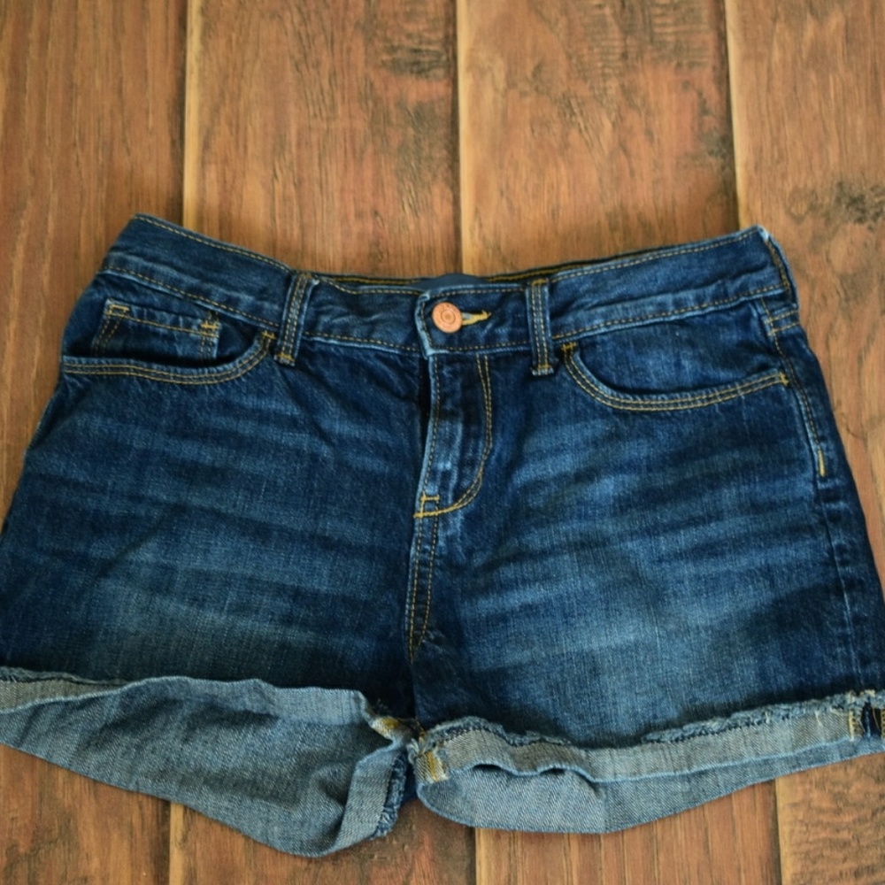 Old Navy Dark Wash Jean Shorts Distressed Girls 14